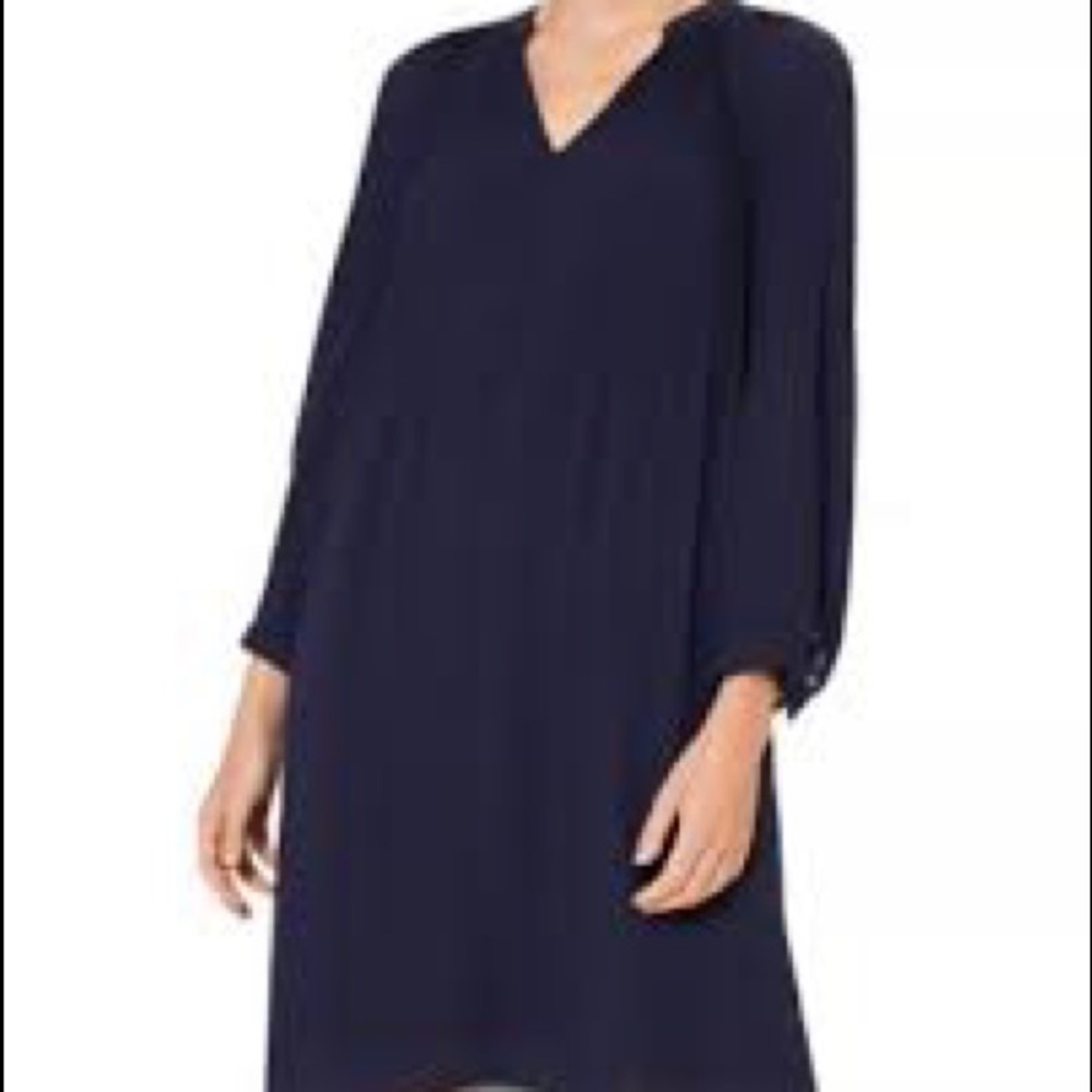 Elie Tahari Silk Tunic Dress V Neck Long Sleeves